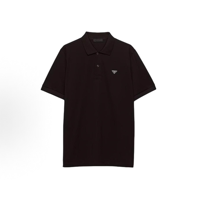 prada mini triangle logo short sleeve polo shirt